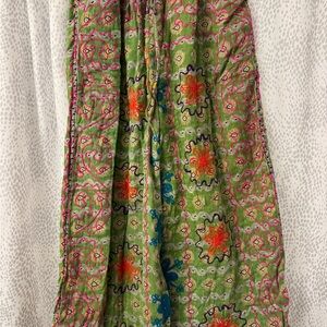 Green Kantha Pants with Suzani stitching.